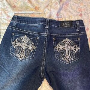 Love Indigo Premium Blue Flare Jeans with Embroidered Back